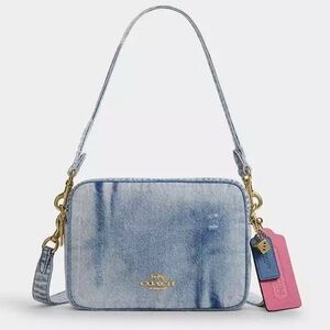 Coach Carey Crossbody Bag In Loved Denim With Charms NWT
